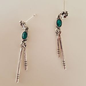 Silver dainty post Earrings with synthetic stone.